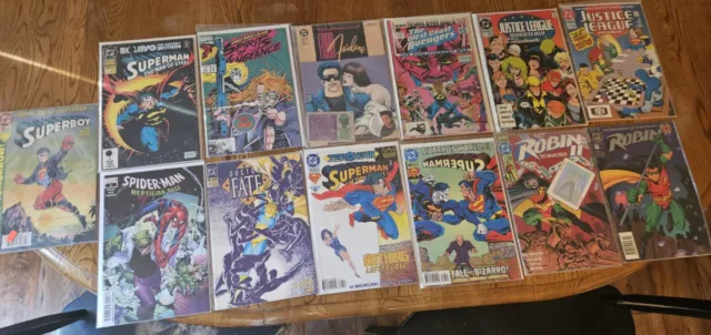 Lot of 13 Vintage 1980’s 1990's DC Marvel Comic Books Spiderman Superman Robin