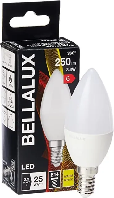 Bella Lux LED Glühbirne | E14 | Warmweiß | 2700 K | 3,3 25 Watt