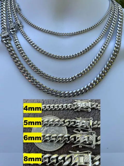 Miami Cuban Link Chain Necklace / Bracelet Stainless Steel Mens Ladies Box Lock