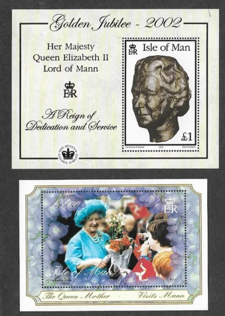 Isle Of Man Royalty Queen Elizabeth & Mother  Min Sheets Mnh