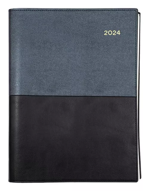 2024 Collins Vanessa A4 Day To Page Diary Black Calendar Year DTP 145.V99