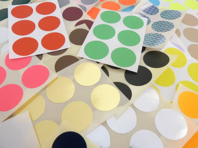 25mm (1 inch) Round Stickers Coloured Circles Circular Sticky Labels 35 colours