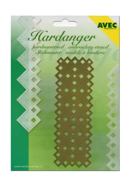 AVEC Hardanger Stickschablone Schablone Karo Muster (E-018)  Neu & OVP