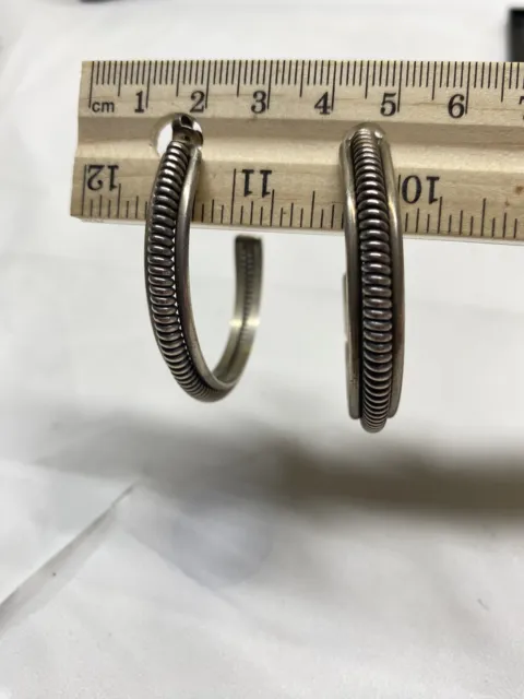 Vintage Sterling Silver Large Half Hoop Earrings