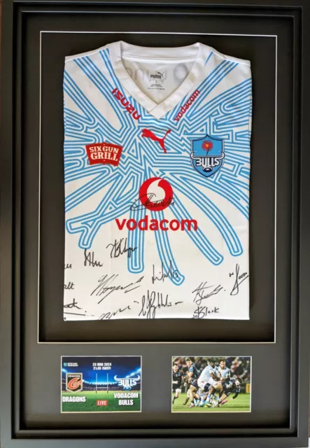 Signed Vodacom Bulls Framed Shirt 65 x 95.5 cm - Rugby Union Championship Squad