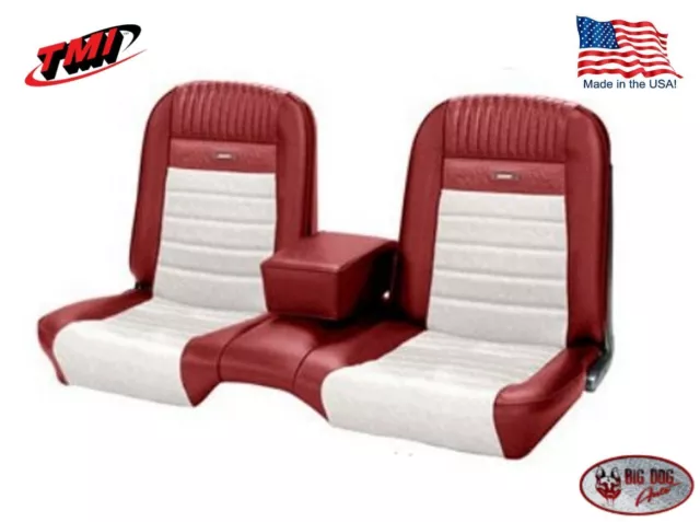 Deluxe PONY Seat Upholstery  Ford Mustang, Front Bench Seat - Red & White