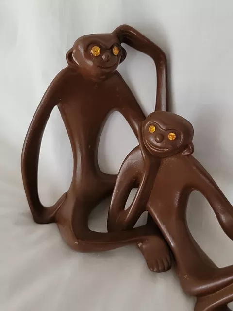 Vintage Mid Century Modern Monkey/Sloth Figurines Ceramic Set of 2 MCM!