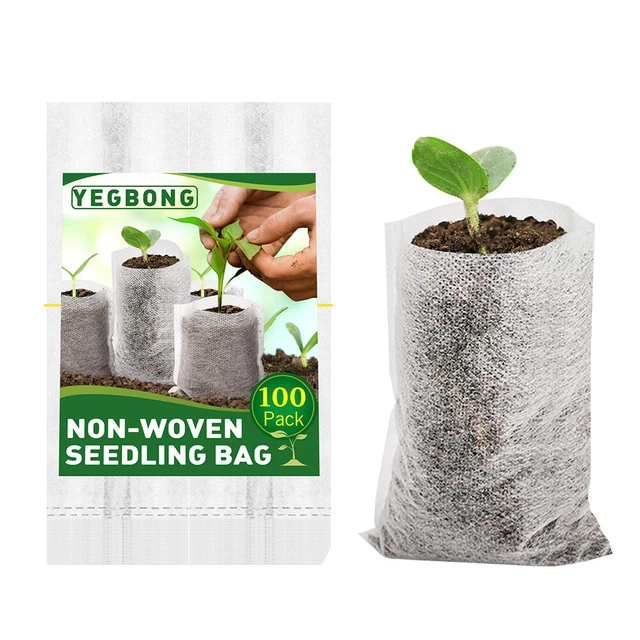 100x Biodegradable Non-woven Seedling Pots Planting Bags Nursery Plant Grow Bag