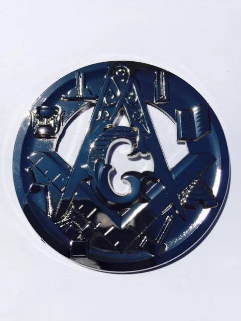 Masonic Metal Chrome Silver  Auto Cut Out Car Emblem  Freemasonry Mason Symbols