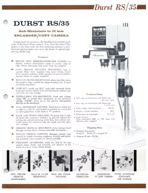 1950s Durst RS 35 Camera Enlarger  Photo Dealer Vintage Print Ad RARE