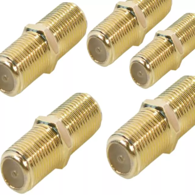 5x SAT Kabel F-Verbinder Verlängerung Adapter Buchse Kupplung 4k 8k GOLD farben