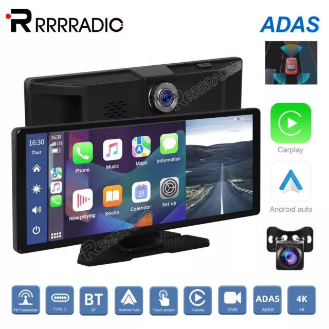 mit ADAS Tragbares Autoradio 11,3" Wireless Carplay Android Auto DVR 4K + Kamera