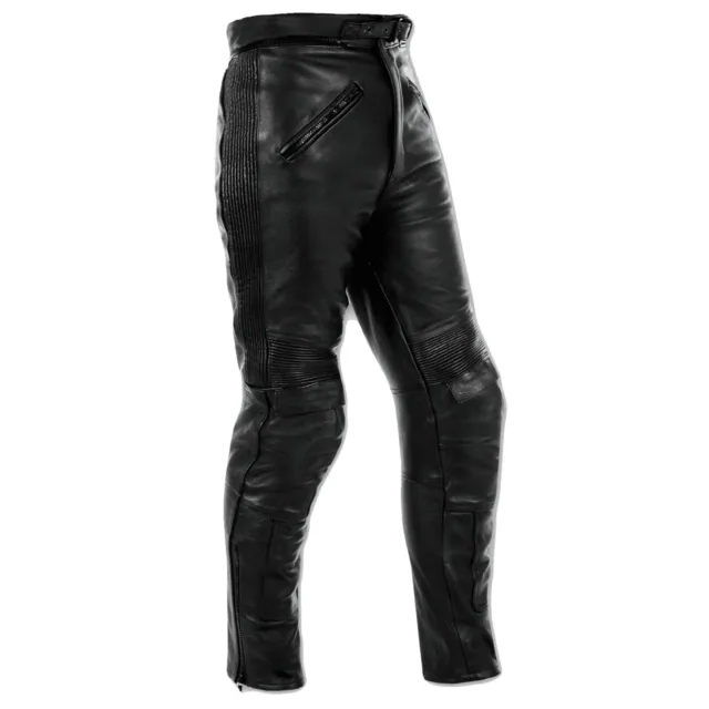 Pantalon Cuir Vachette Moto Motard Sport Protections CE Homme Femme