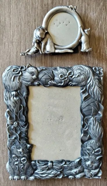 Pair Of Pewter Cat Picture Frames