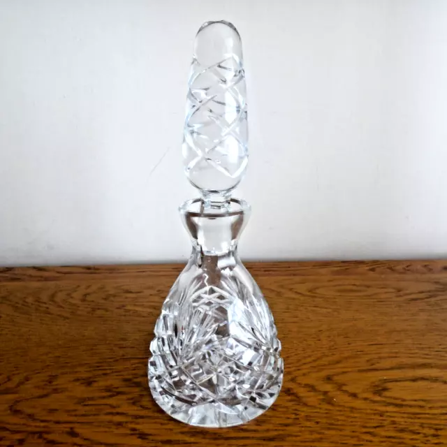 Beautiful Crystal Cut Glass Small Decanter/Perfume/Cologne/Lotion Bottle 9" Tall