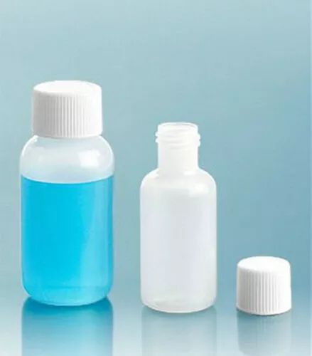 1/2 oz (15 ml) HDPE Boston Round Plastic Bottles w/Caps (12-25-50-100 count)