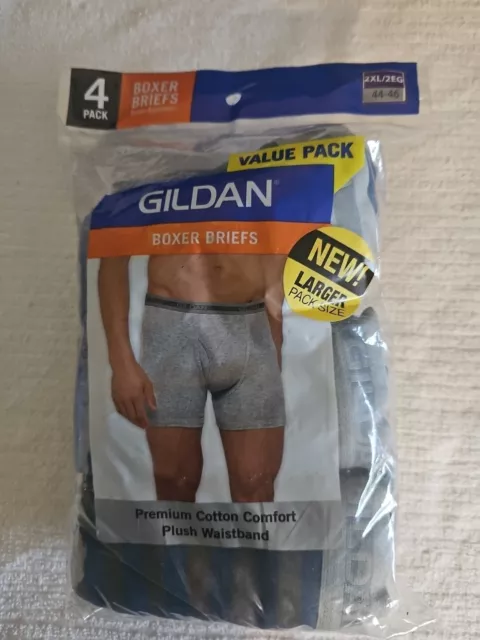 4 Pack Men's Gildan Boxer Brief Premium Waistband  2XL 44/46 Assorted Colors