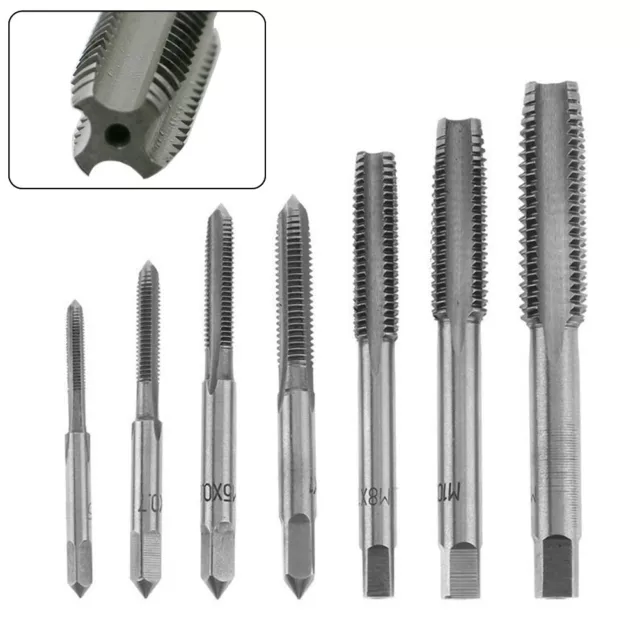 7Pcs M3-M12 HSS Metric Straight Fluted Screw Thread Tap Drill Bits-Set