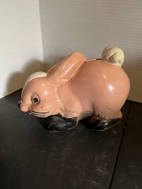VTG CHALKWARE PINK Easter BUNNY/Rabbitt BANK/CARNIVAL PRIZE