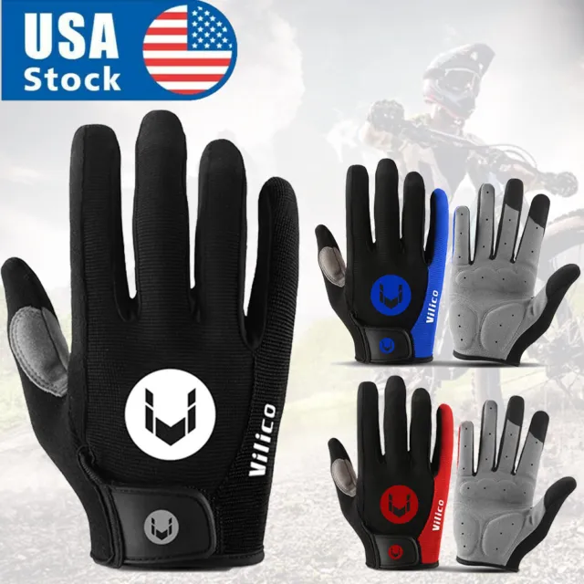 Breathable Full Finger Gloves Outdoor Bike Cycling Gel Pad Touch Screen Gloves