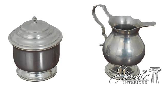 F60218EC: STEIF Colonial Williamsburg Pewter Sugar Bowl & Creamer