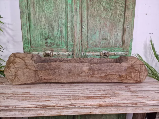 Very Old Primitive Antique Hand Carved Dug Out Solid Wooden Trough