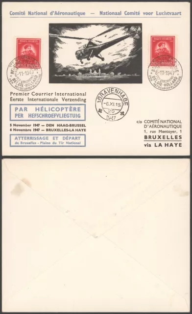 Belgium 1947 - Air Mail Cover Helicopter Flight to Netherlands R161
