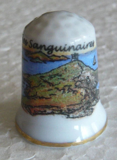 DÉ À COUDRE De Collection En Porcelaine Décoré D'un Navire à Voile EUR