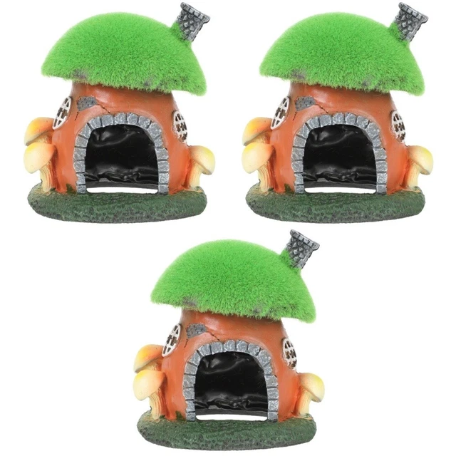 3 Pieces Flocking Micro Landscape Fish Shrimp Shelter Garden Statues