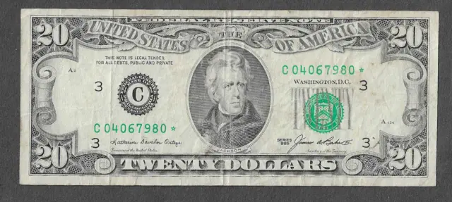 FR 2075-C* STAR Philadelphia $20 Series of 1985 Green Seal Federal Reserve Note