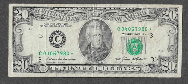 FR 2075-C* STAR Philadelphia $20 Series of 1985 Green Seal Federal Reserve Note