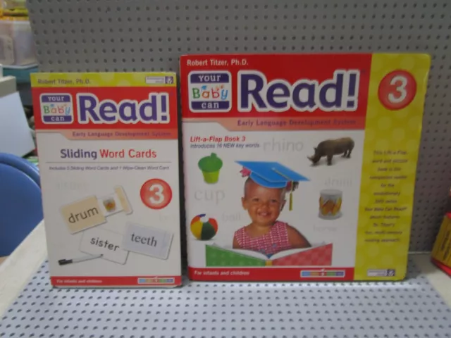 Your Baby Can Read 1 Lift A Flap Book & 1 Sliding Words Cards--#3--Euc--Titzer