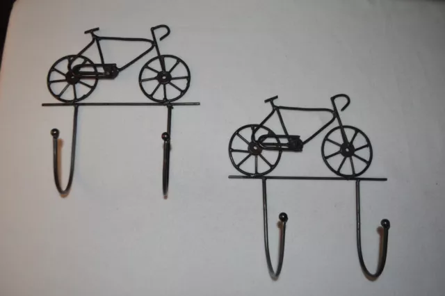 Pair BIKE HOOK WALL HANGERS Towel Coat Hat Rack farmhouse country bicycle
