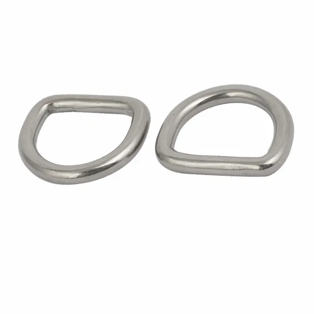 20mmx17mmx4mm 304 Stainless Steel Thickening Welded D Ring Silver Tone 2pcs