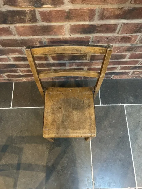 Small vintage antique solid wood child school chair