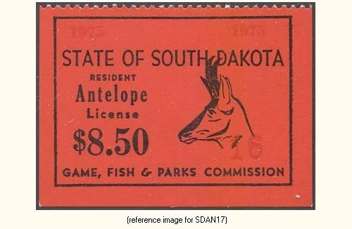 +SALE+ South Dakota Antelope 1975 $8.50 (red [G#])