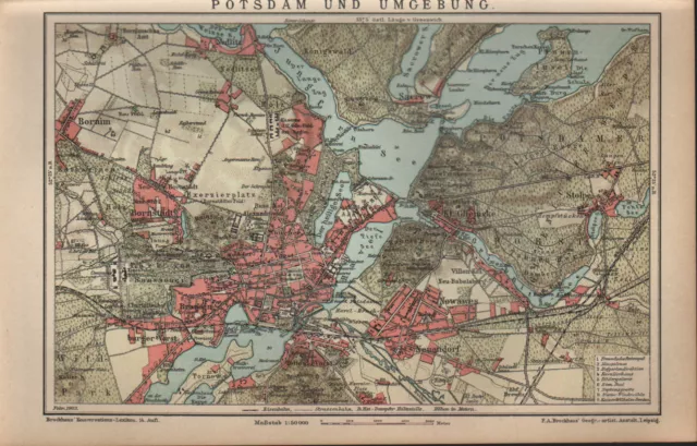 Landkarte map 1903: POTSDAM UND UMGEBUNG. Brandenburg Havel Sanssouci