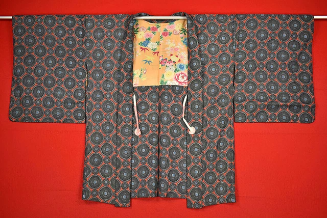 Vintage Japanese Kimono Silk Antique BORO HAORI Kusakizome Dyed/B612/385