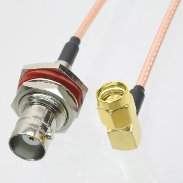 BNC Male With Nut Bulkhead To SMA Right Angle Female RG316 Wire Adapter/ Cable