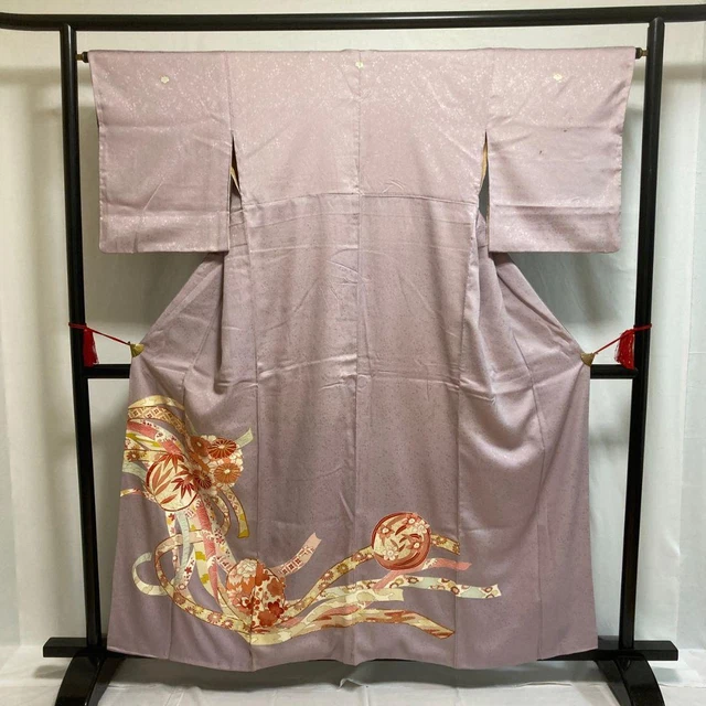 Colored Tomesode, Hanamaru Pattern With Noshi Eyes, Piece Embroidery, Three