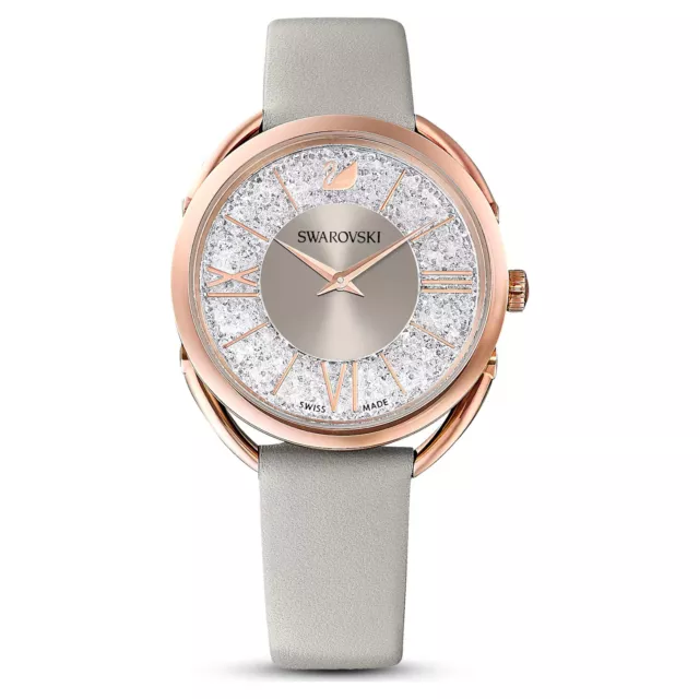 Swarovski Crystalline Glam Watch Leather strap, Gray, Rose gold-tone -5452455