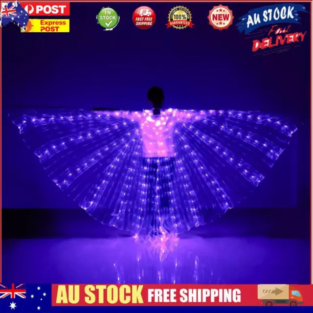 LED Lights Belly Dance Isis Wing Performance Clothing with Sticks (Purple Adult)
