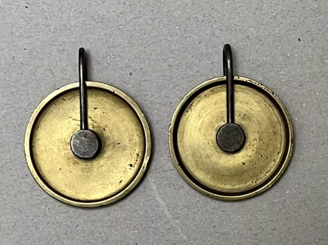 Original Pair of Antique Grandfather / Longcase Clock Brass Pulleys - 1.75 Inch 2