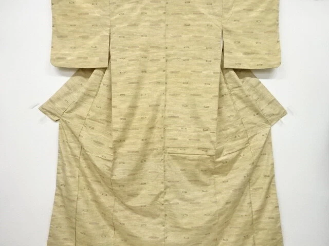 6386635: Japanese Kimono / Antique Kimono / Tsumugi / Woven Abstract Pattern