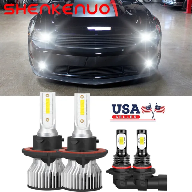 For Ford Mustang 2007-2012 6000K LED Headlight Hi/Lo Light + Fog Light Bulbs Kit