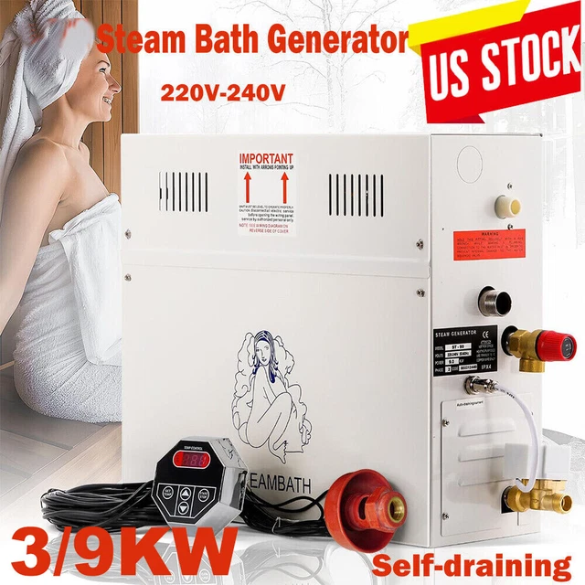 3/9KW COMMERCIAL AUTO Drain Steam Generator Kit Bath Sauna Spa Shower