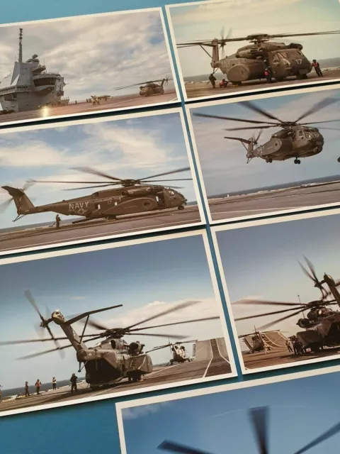 Set of 7 NEW Postcards Royal Navy HMS Queen Elizabeth, US Navy MH-53E Sea Dragon 3