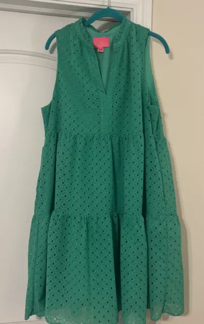 EUC Lilly Pulitzer Novella Eyelet Sleeveless Swing Dress Agave Green Size XL