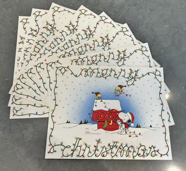 Vintage Hallmark Christmas Snoopy Woodstock Paper Placemats Set Of 8 1965 USA