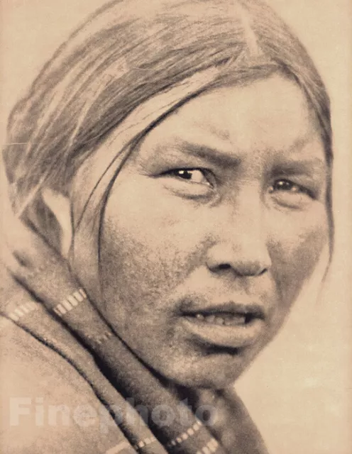 1900/72 Vintage EDWARD CURTIS Native American Indian Cree Woman Photo Art 12x16